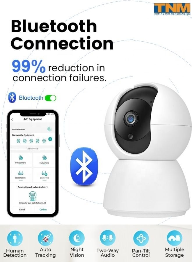 تي ن م بضائع من الدرجة الأولى كاميرا IP لاسلكية داخلية عالية الدقة 1080P - كاميرا مراقبة منزلية ذكية للأطفال والرضع مع إمكانية التحريك والإمالة 360 درجة، ورؤية ليلية، وكشف الحركة، وصوت ثنائي الاتجاه، والتحكم عبر تطبيق - Image 2